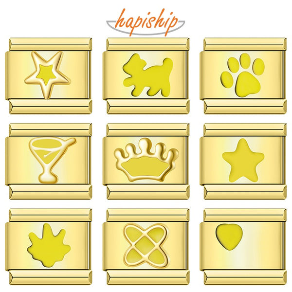 Dog Heart Star Crown Footprint DJ1586-Yellow