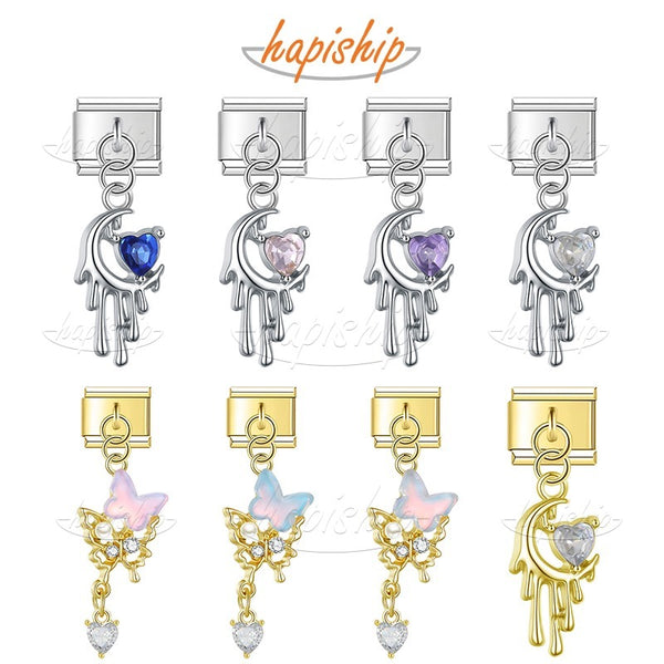 Moon Heart Butterfly Shiny CZ DJ1526