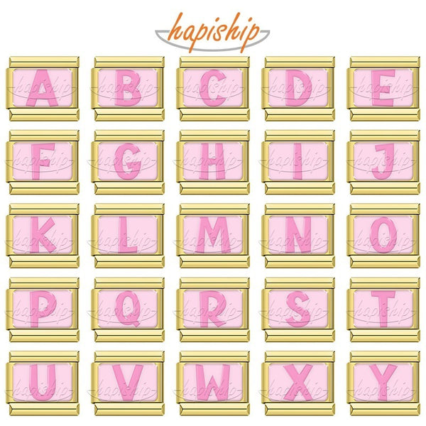 Gold Pink 26 English Letters  TZ066-Gold