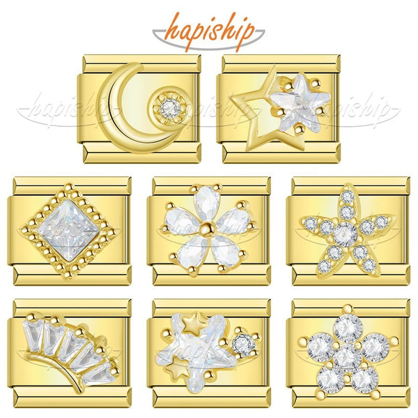 Golden Crown Star Flower Square Shiny  DJ2007