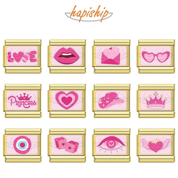 Golden Pink Love Heart Eye Angels GTZ064