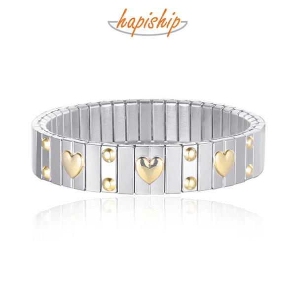 Hapiship Star Heart Classic Elastic Stainless Steel Bracelet G269