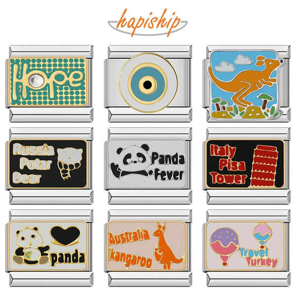 Hapiship Eye Panda Kangaroo Turkey Italian Charm Links DJ1245-B