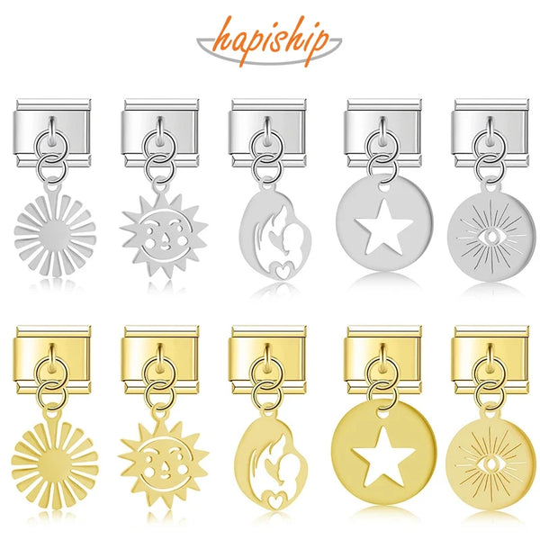 Hapiship Star Flower Sun Charms Italian Link DJ823