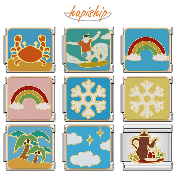 Hapiship Heart Girls Boy Cat Star Charms Italian Links DJ1242