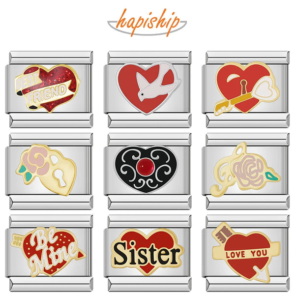 Hapiship Romantic heart Sister Charms Italian Links DJ1189-A