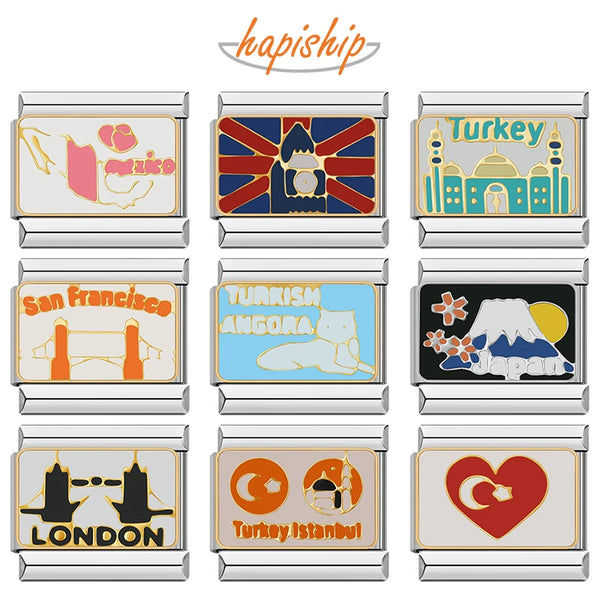 Hapiship Turkey Mexico London Italian Charms Links DJ1245