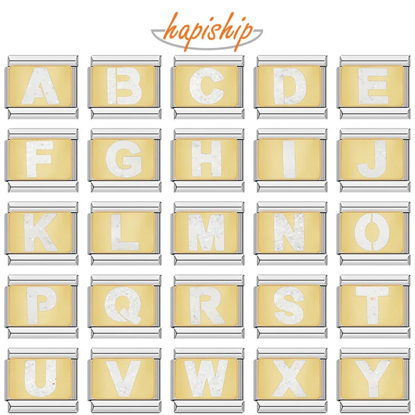 Hapiship Unique Shiny 26 Letter Charms Italian Links DJ1240