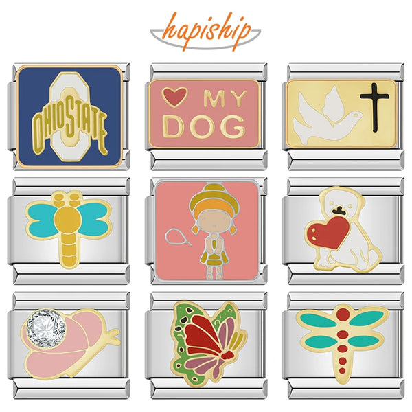 Hapiship Butterfly Dragonfly Girls Charm Italian Links DJ1189-B