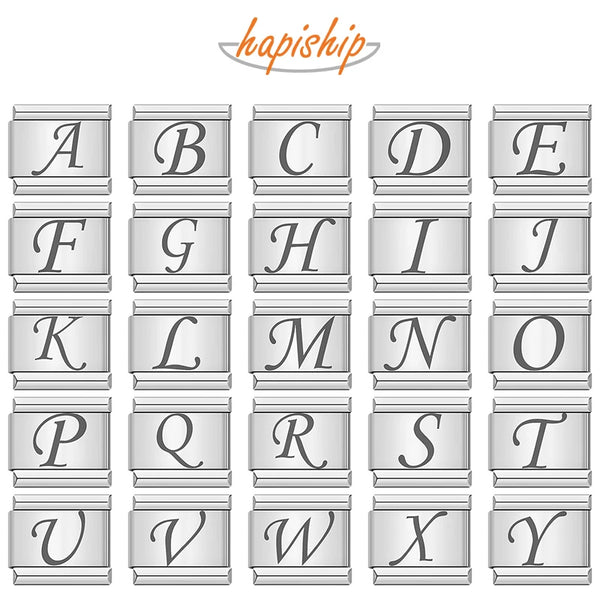 Hapiship English A-Z 26 Letters Charms Italian Links DJ1199