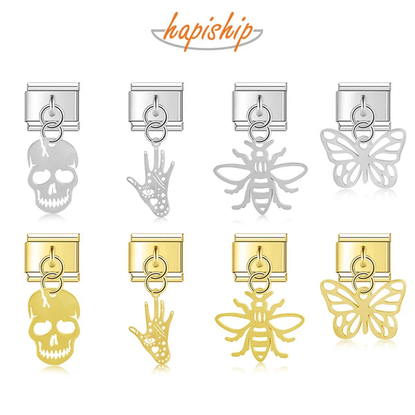 Hapiship Skull Butterfly Honeybee Italian Charms Links DJ822