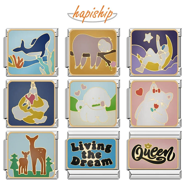 Hapiship Dolphin Sloth Italian Charms DJ1333-C