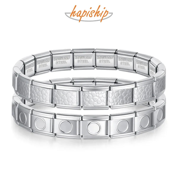 Hapiship  Elastic Simple Round Stone  Stainless Steel Bangle G070