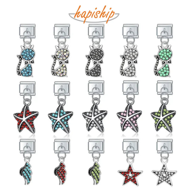 Hapiship Star Key Cat Wing Starfish Dazzling CZ DJ496