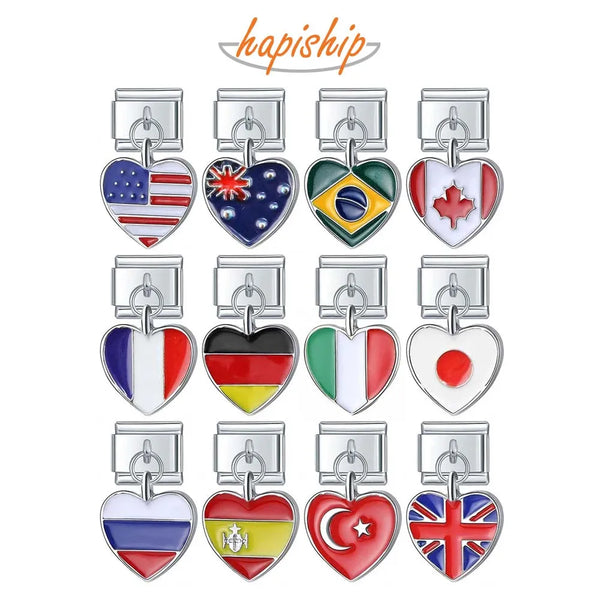Hapiship Sweet Romantic Heart World National Flag DJ036