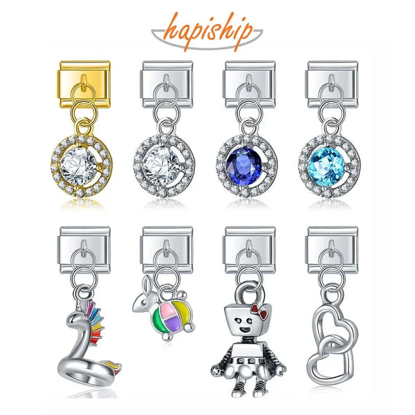 Hapiship Snake Rabbit Heart Round CZ Robot DJ382