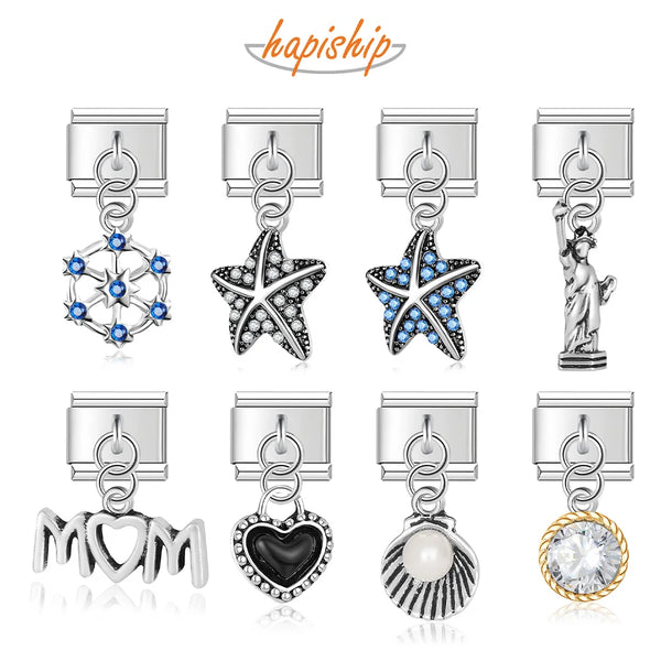 Hapiship - Diamantes de imitación con forma de corazón y estrella de margaritas originales de 9 mm de ancho DJ072 