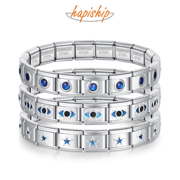 Hapiship  Blue Heart Round STAR  Bangle G125